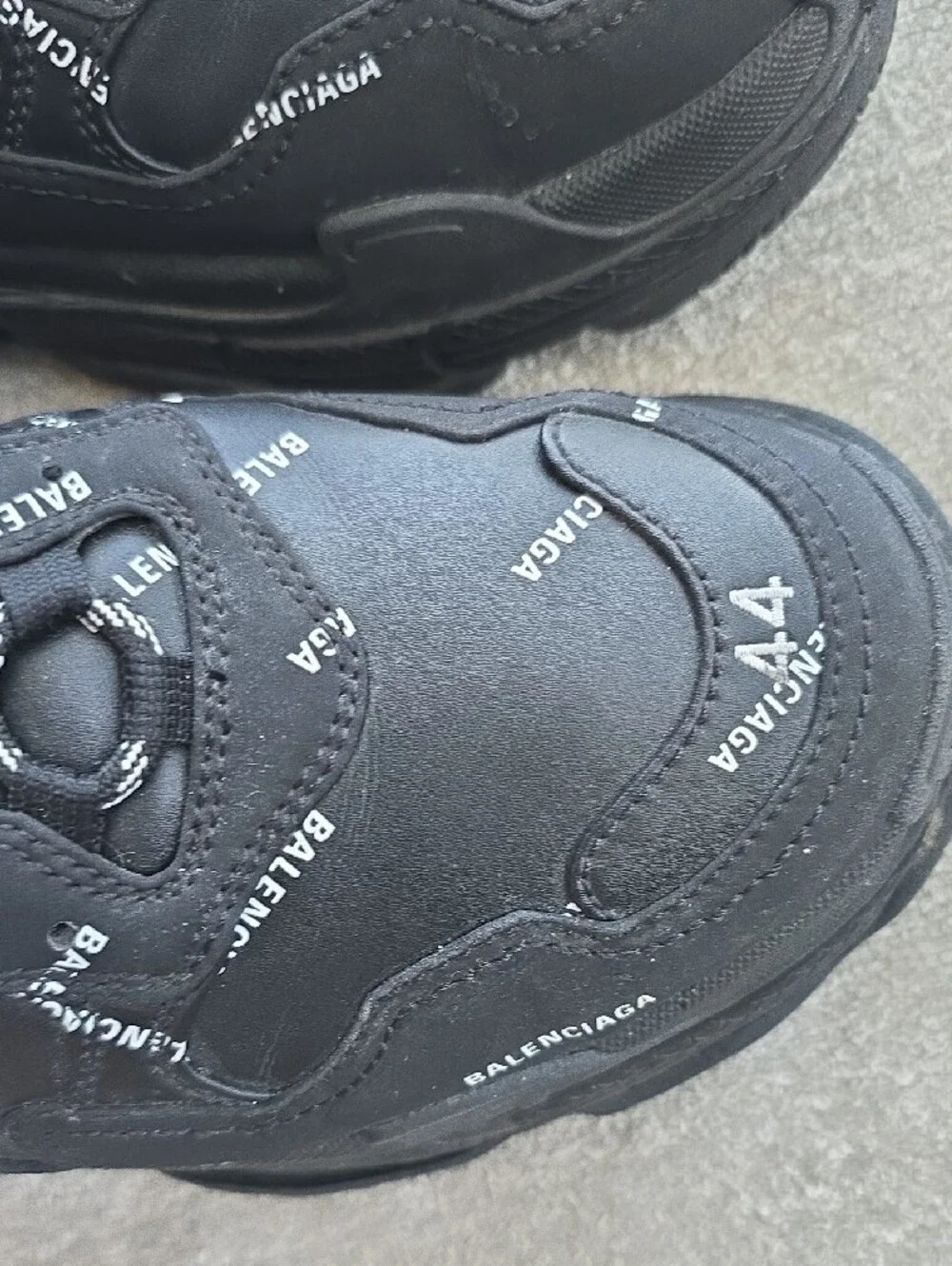 Balenciaga Men’s Triple S Trainer — Black with White Accents